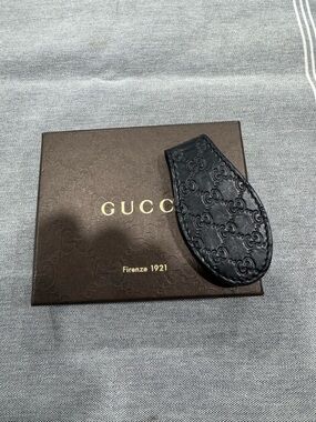 Gucci Black Embossed GG Leather Money Clip